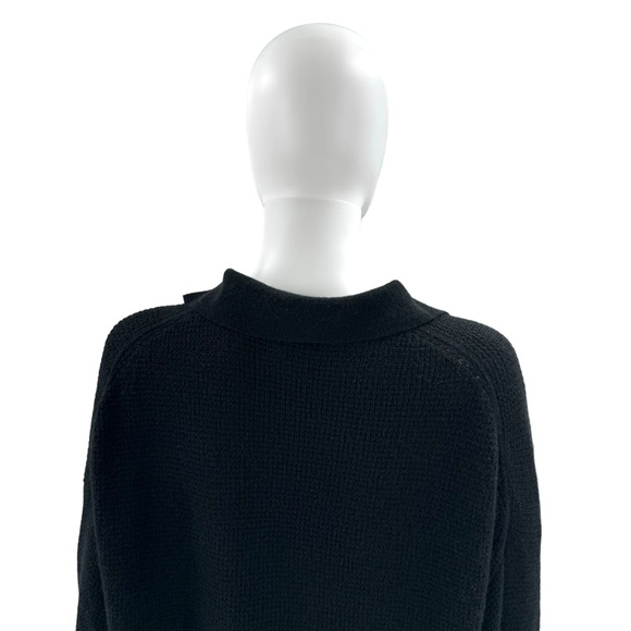 Quince | NEW Baby Alpaca-Wool Waffle Stitch Polo Sweater in Black Size XL - Picture 8 of 11